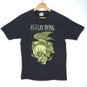 Vintage As I Lay Dying T Shirt Mens Medium Skull Angel Grunge Biker Metalcore